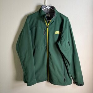 Knights Apparel Oregon Ducks Mens Large Green Softshell Fleece Lined Zip Jacket